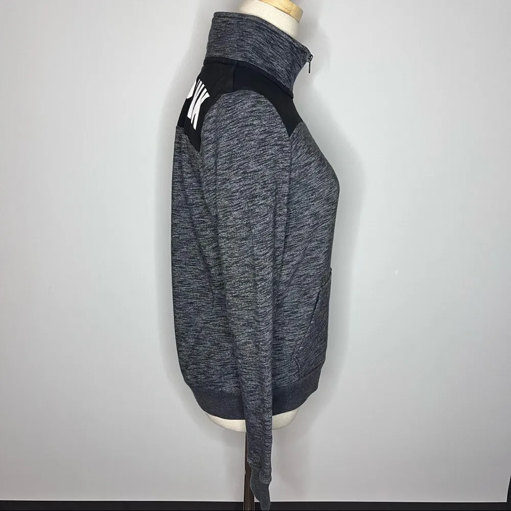 PINK VICTORIA’S SECRET Charcoal Gray Black Half Zip Pullover XS Love Pink - Image 7