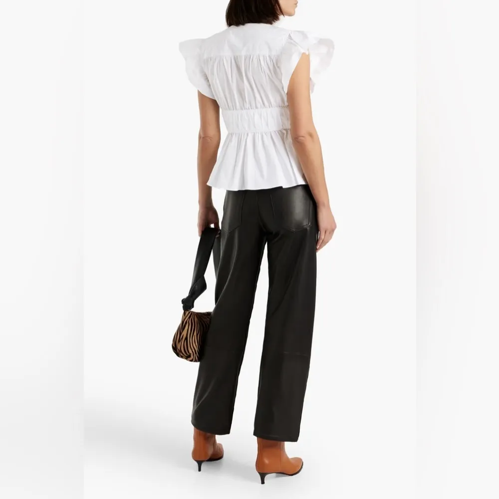 DEREK LAM 10 CROSBY Roselyn ruffled cotton-blend poplin top - Image 4