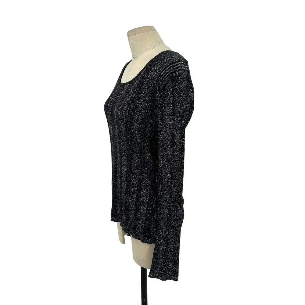 Harley Davidson Metallic Silver Black Ribbed Knit‎ Pullover Sweater Size XL - Image 5