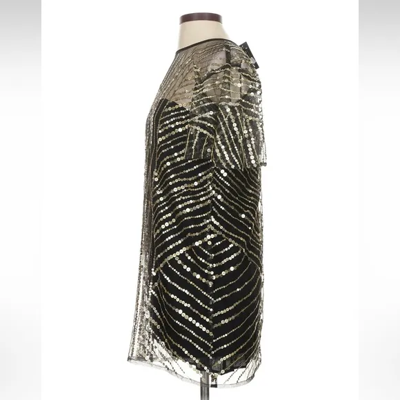 Jen’s Pirate‎ Booty Black Gold Sequin Mesh Mini Dress XS Art Deco - Image 5