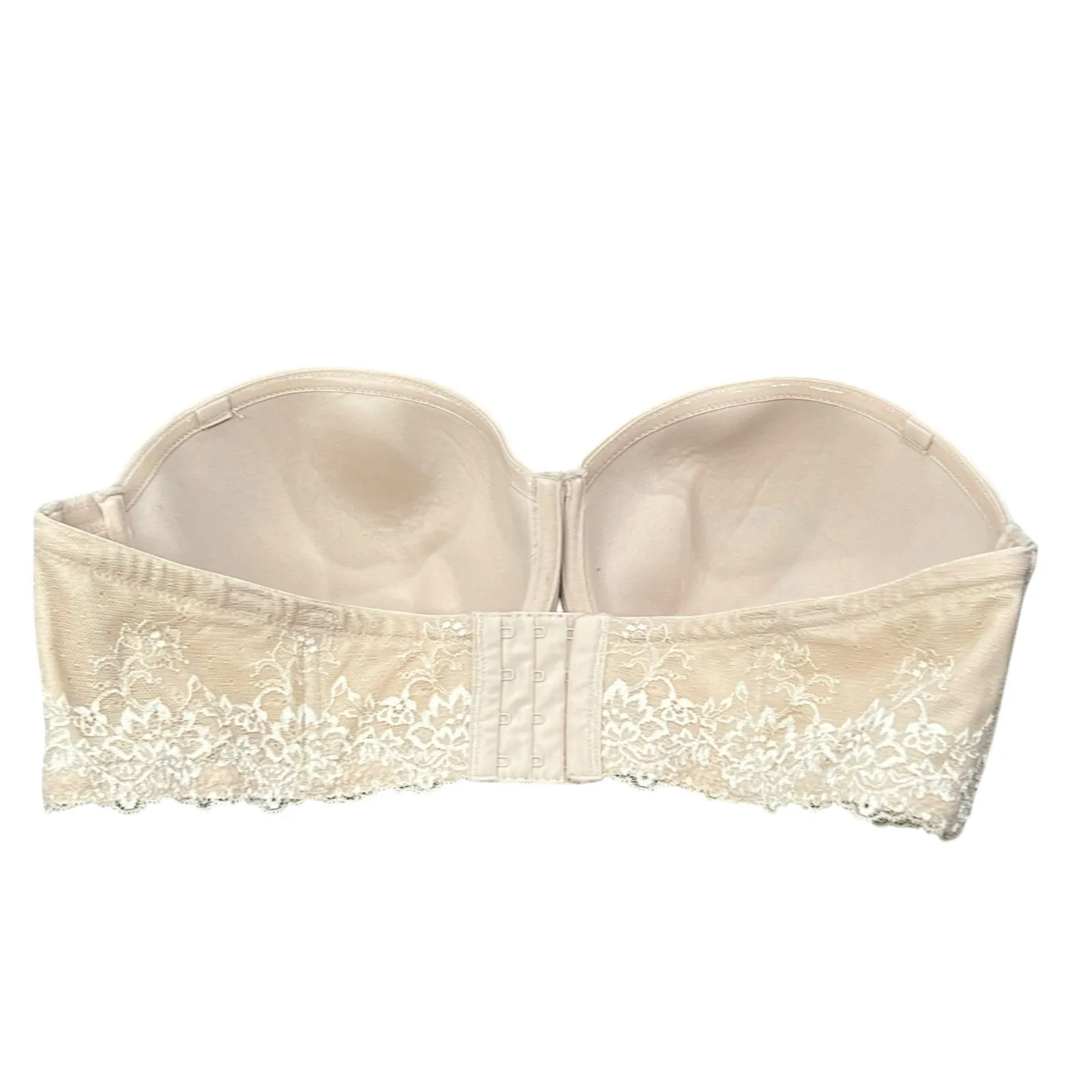 Torrid Strapless Bra Womens 42D Beige Lightly Lined Lace Underwire Comfort - Image 4