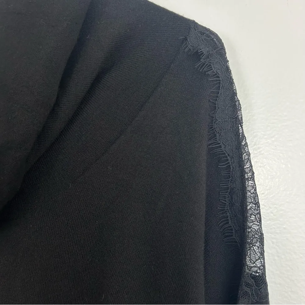 NWT H by Halston Lace Panel Black Cowl Neck  Sweater Size Medium - Image 6