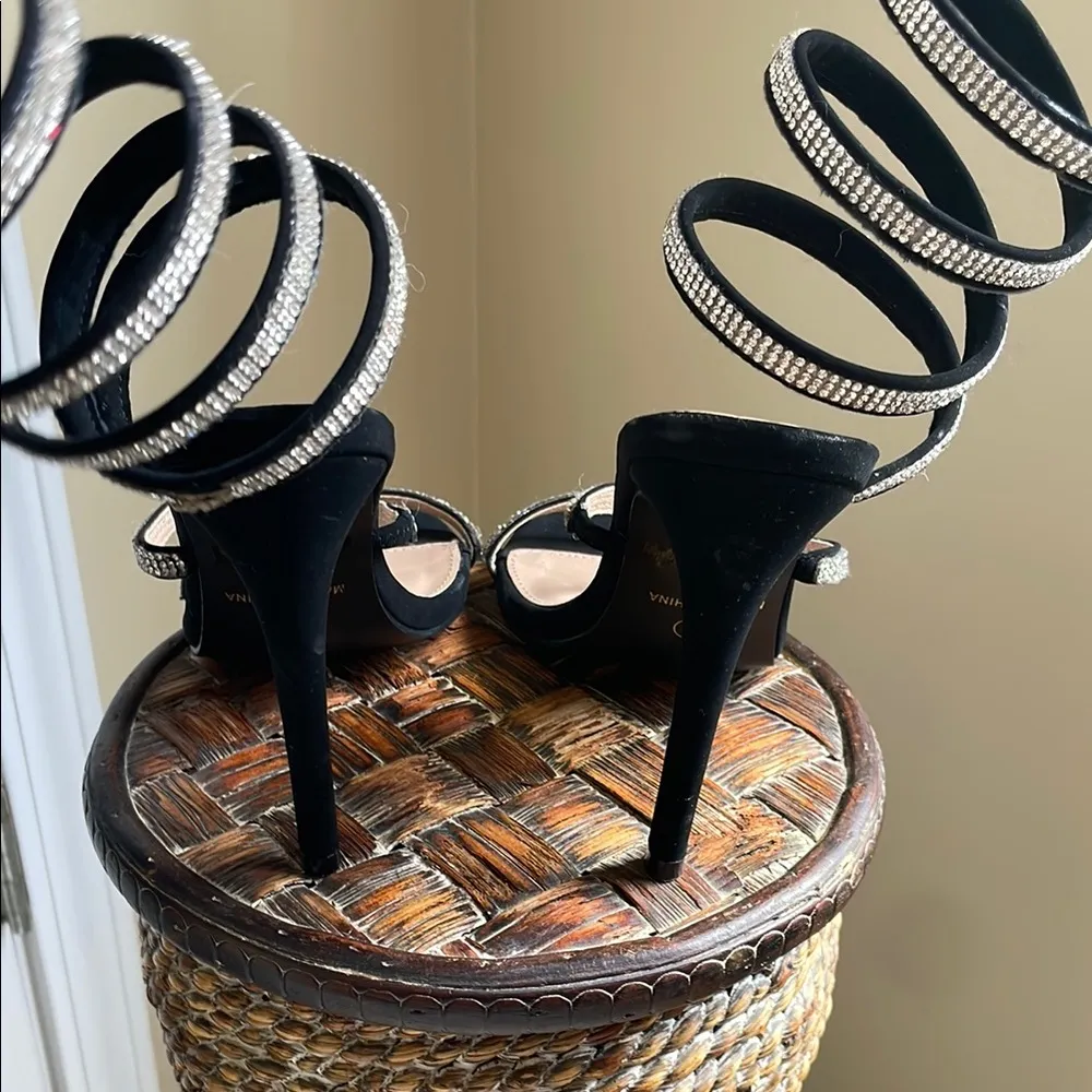 Glaze Black Stiletto Heels with Criss-Cross Straps - Image 4