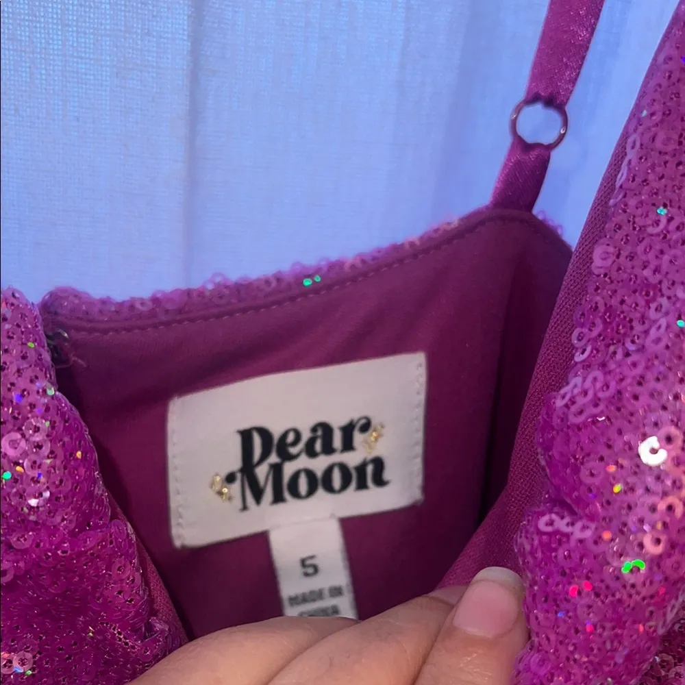 Dear Moon Sequin Ruched A-Line Purple Sequin Dress - Image 3