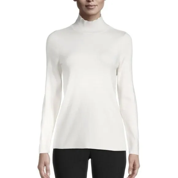 Anne Klein NWT  Tunic Sweater Mock Neck Long Sleeve XL Gold Button Cuff Chic - Image 4