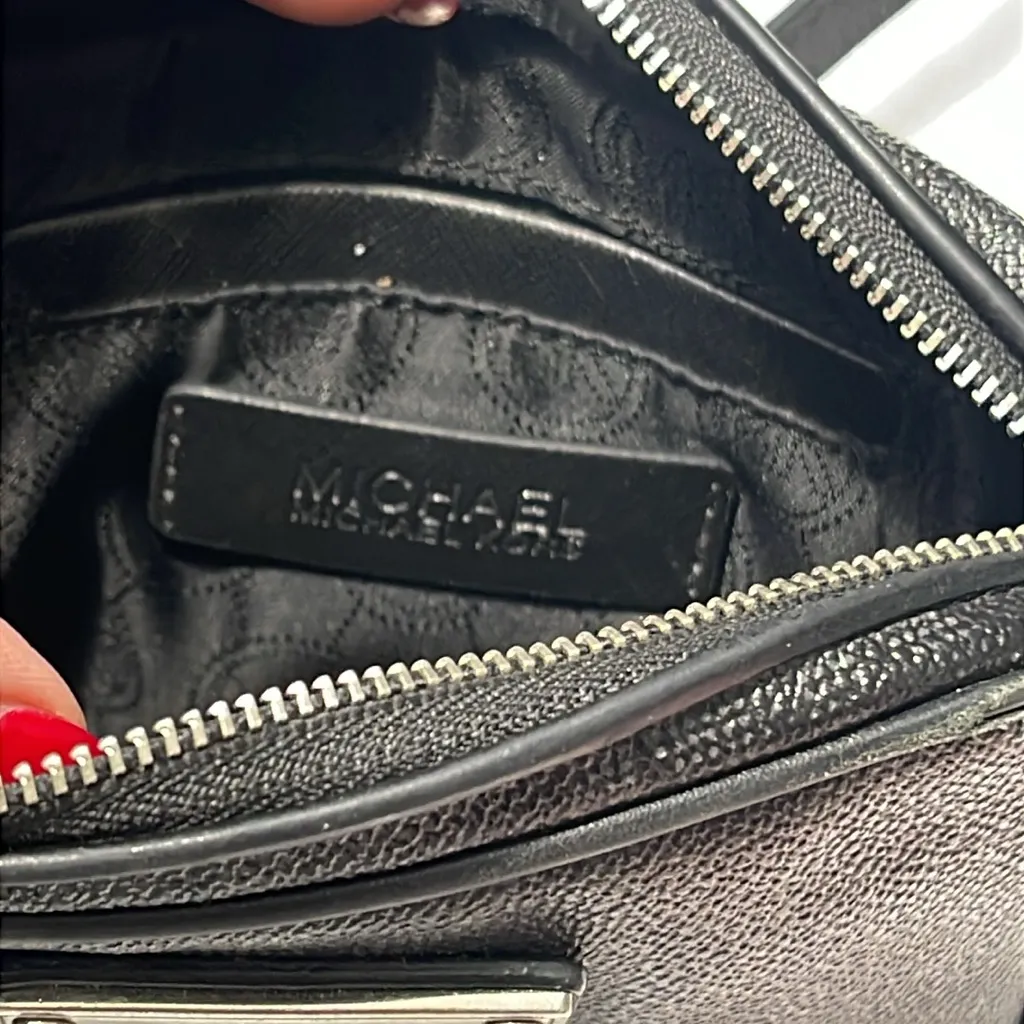 Michael Kors Collection Black Crossbody Bag with Silver Accents - Image 4
