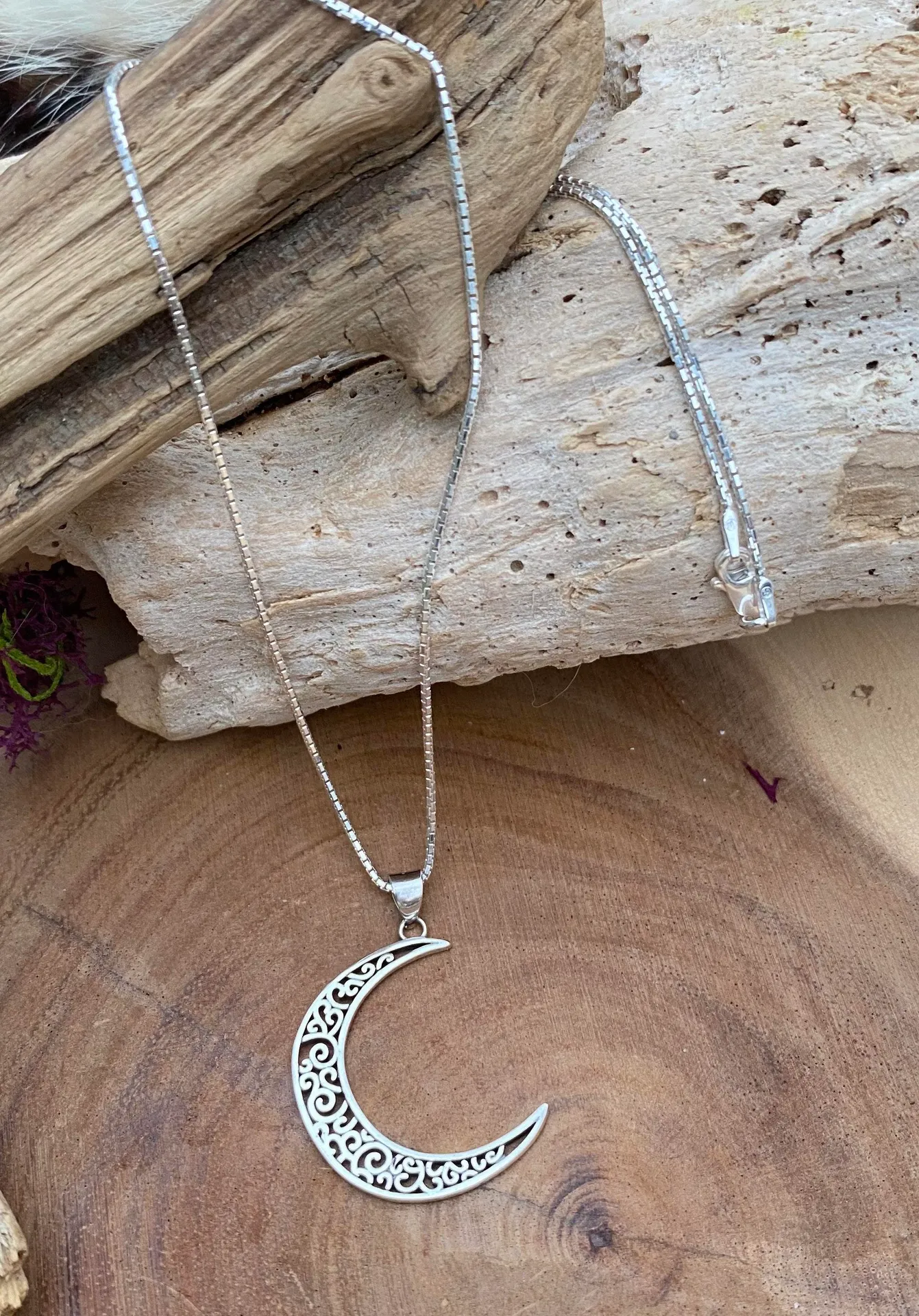 Crescent Moon Sterling Silver Celtic Necklace - Image 4