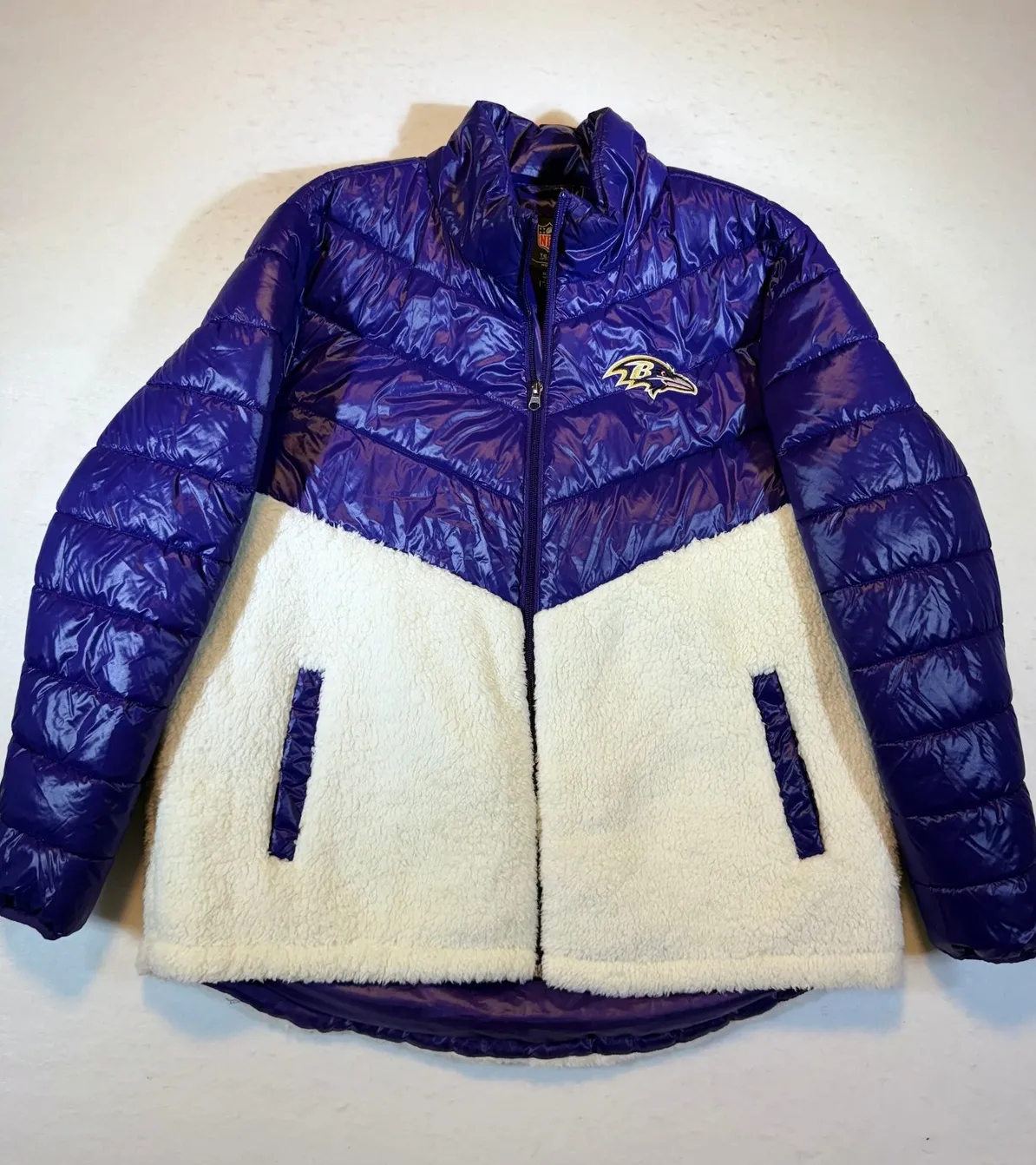 NFL Baltimore Ravens Women's Puffer Fleece Jacket Purple XL - Image 1