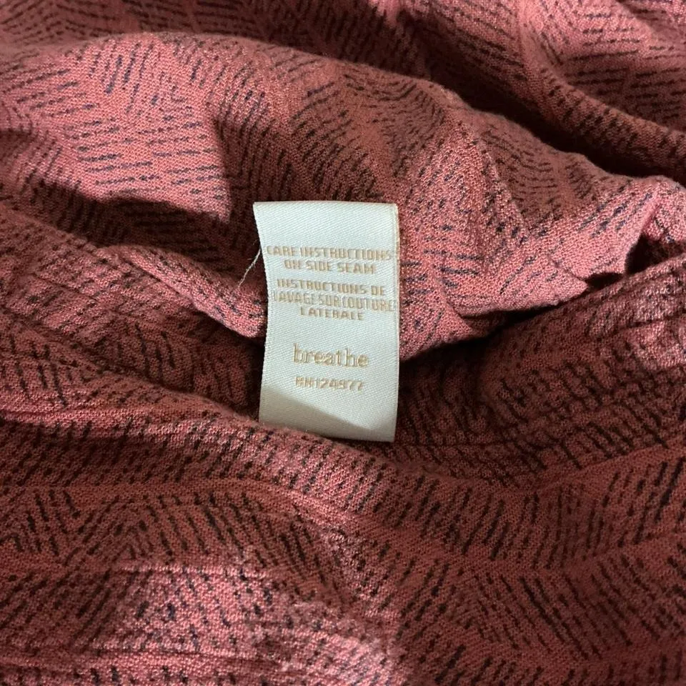 Prana Sleeveless Smocked Waist Maxi Dress Coral Herringbone Pattern L - Image 4