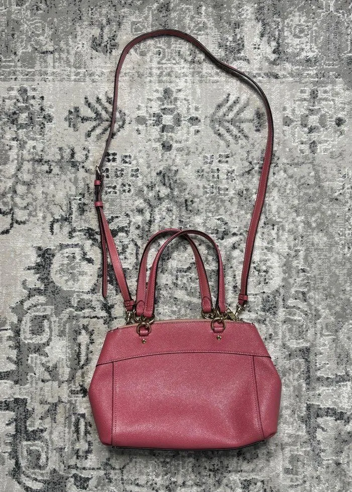 Coach Mini Brooke Carryall Satchel Pink Glitter Crossgrain Leather Gold - Image 2