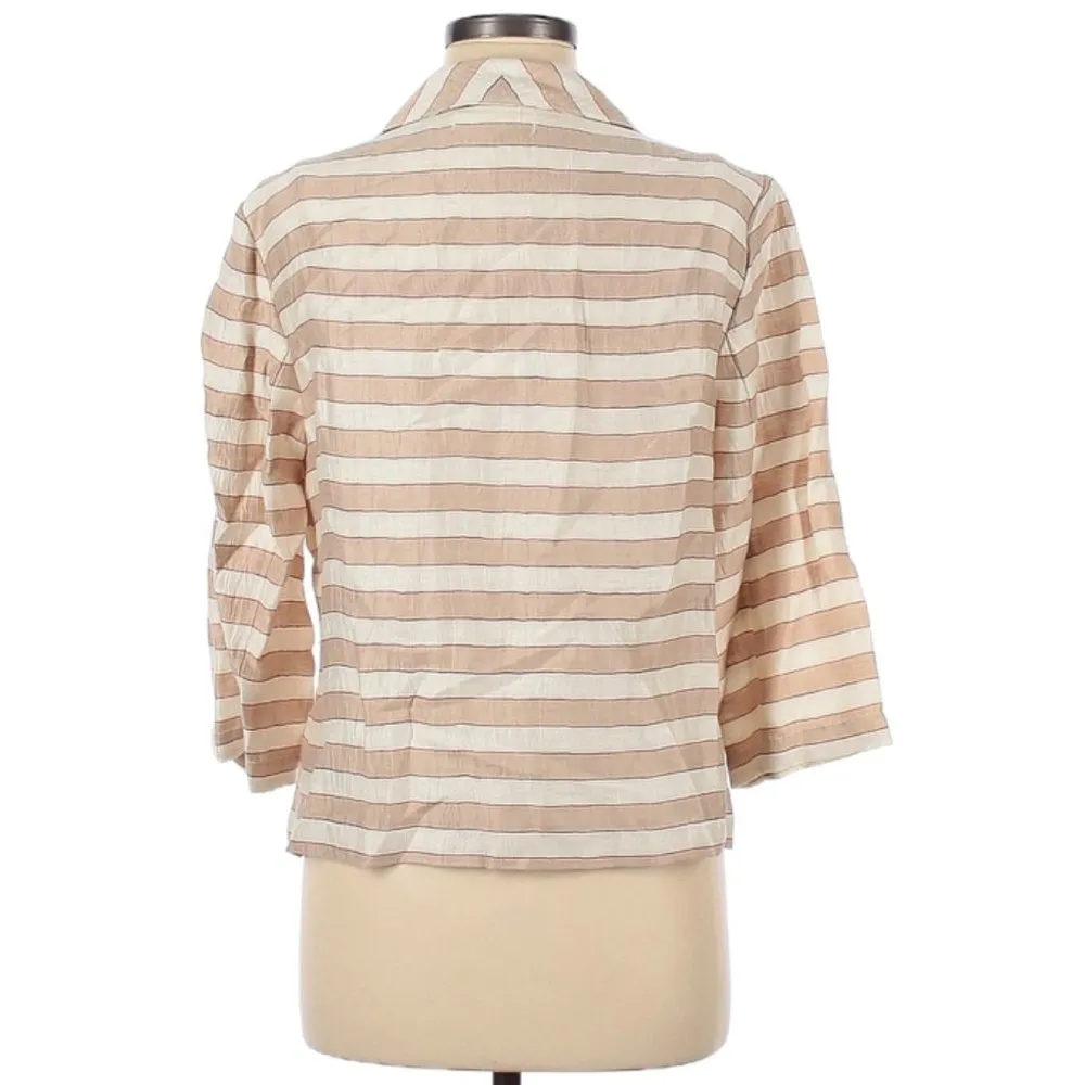 Loft Open Lightweight Blazer Beige Cream Stripes - Image 2
