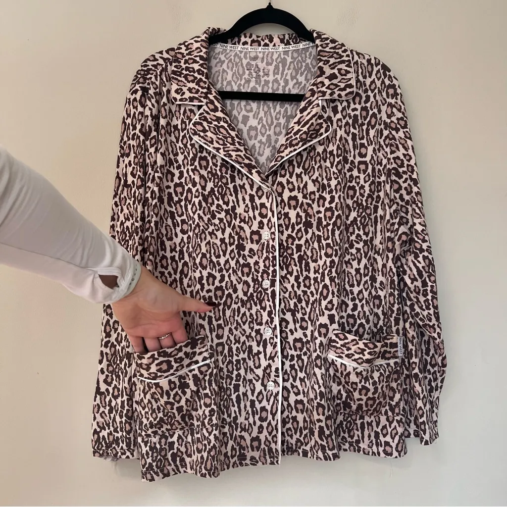 Nine West Leopard Print Pajama Top - Image 3