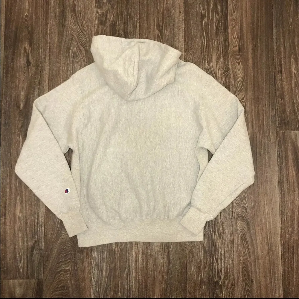 Grey Champion Hoodie, pink, yellow and blue chenille logo - Image 4