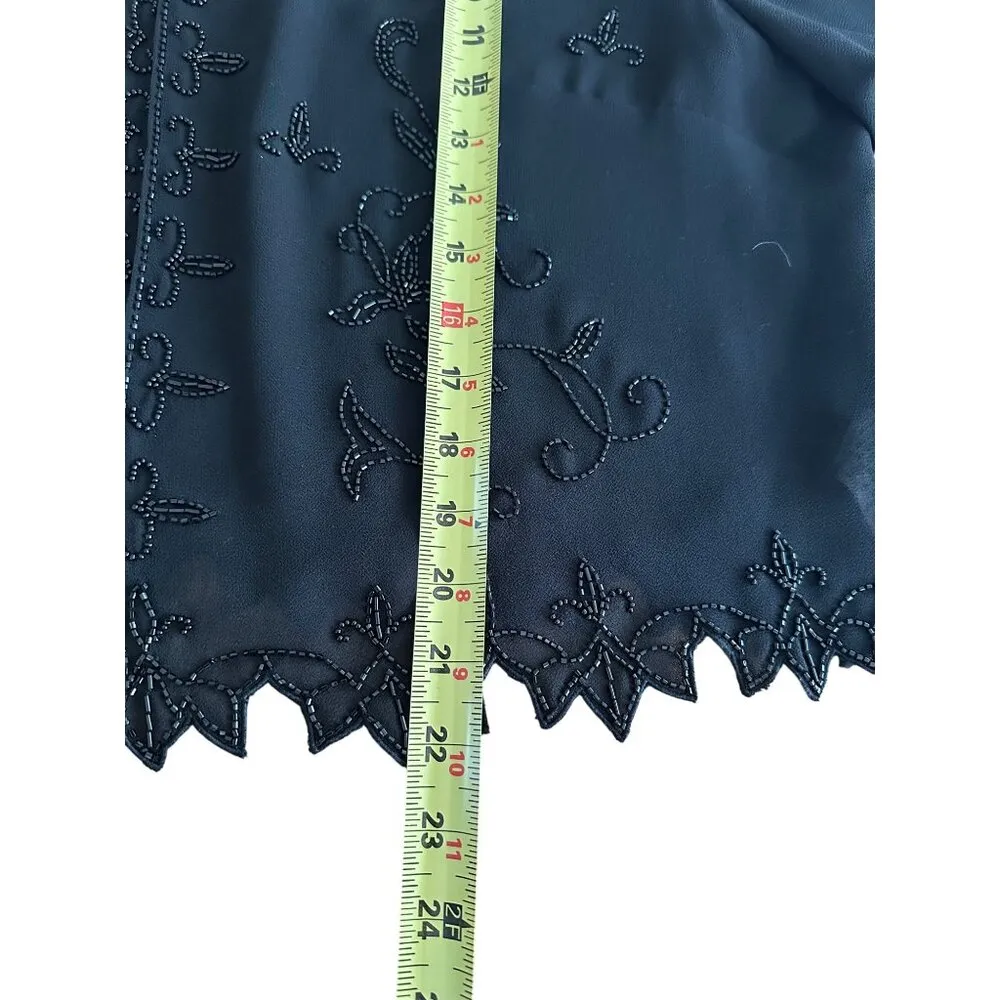 Karen Miller Sheer Beaded Jacket Shrug With Floral Design Scalloped Edges Sz 20 - Image 8
