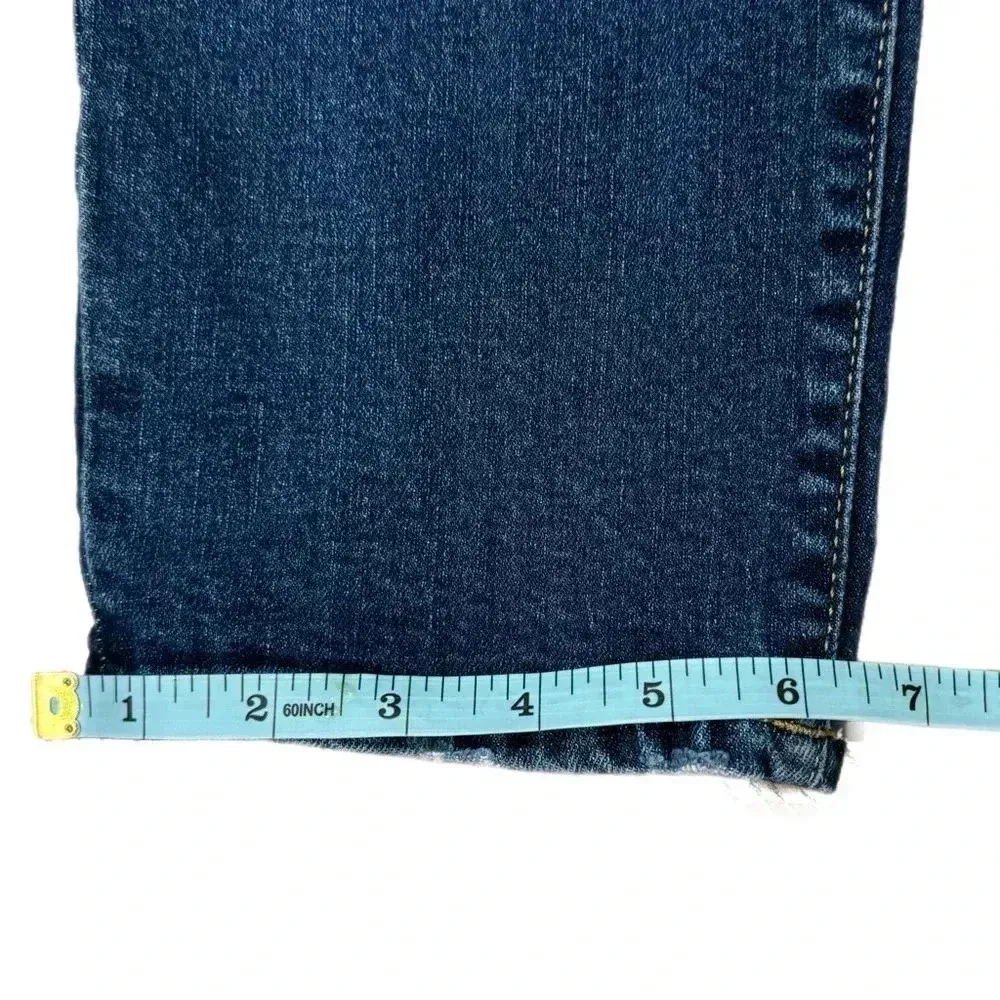 GAP Women’s Dark Denim Girlfriend Jeans Distressed Straight Leg Size 4/27 - Image 15