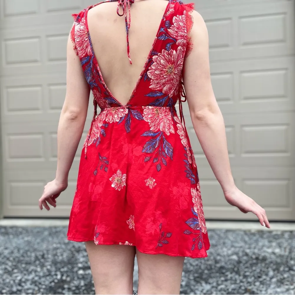 Free People Intimately Floral Open Back Bohemian Festival Mini Dress Small - Image 5