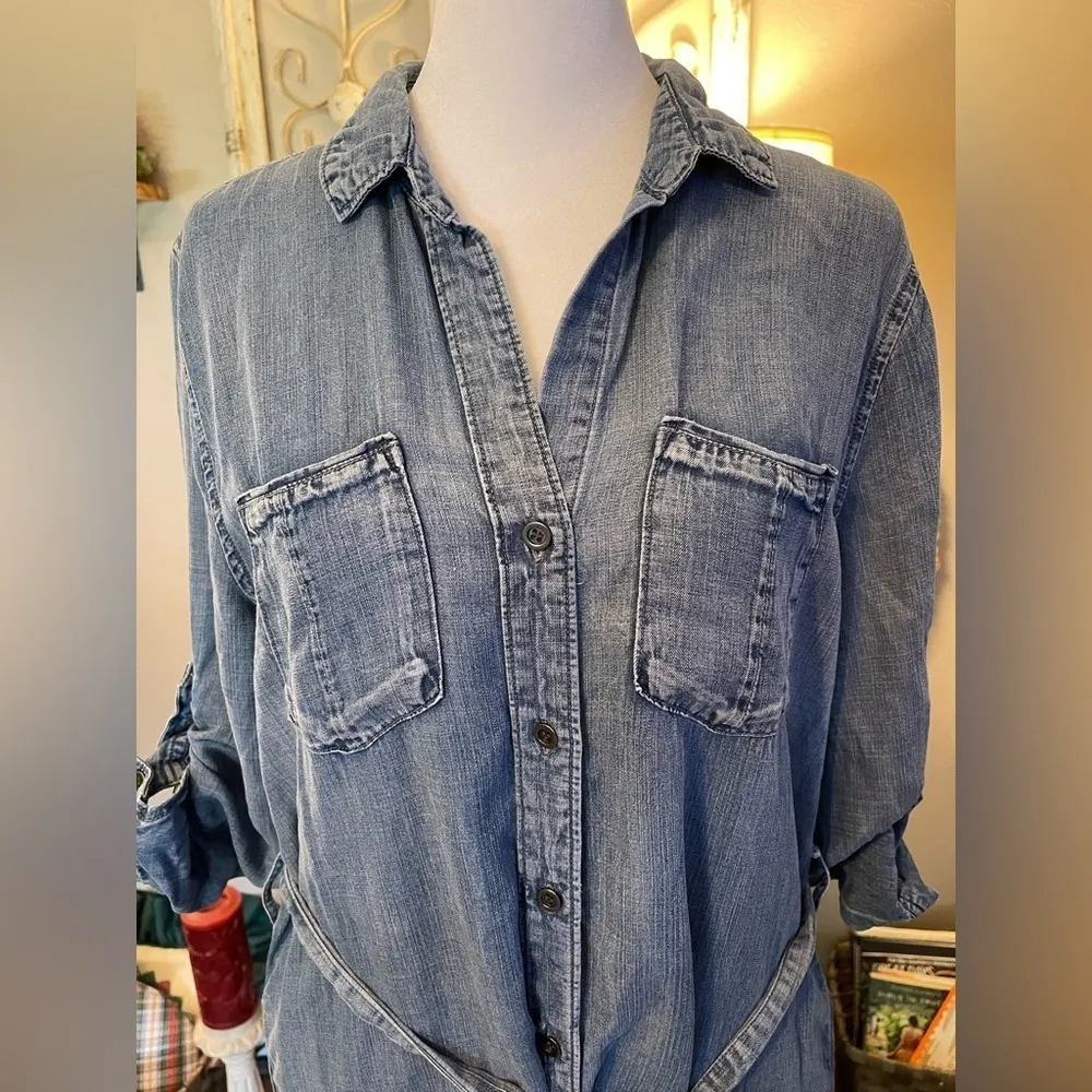 Velvet Heart soft, lightweight denim, belted shirt dress 3/4 or long sleeve. Y2K - Image 4