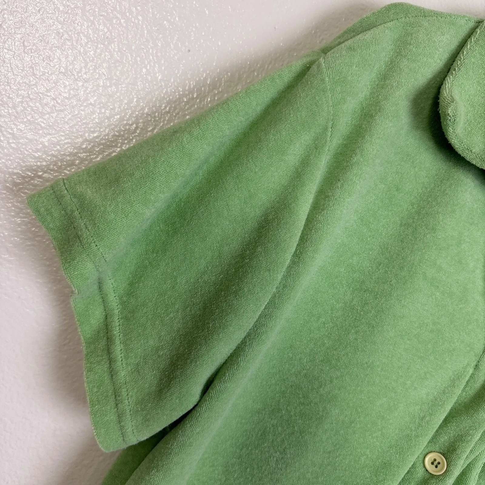 Araminta James Terry Top Womens Medium Green Short Sleeve Button Up Lounge - Image 6