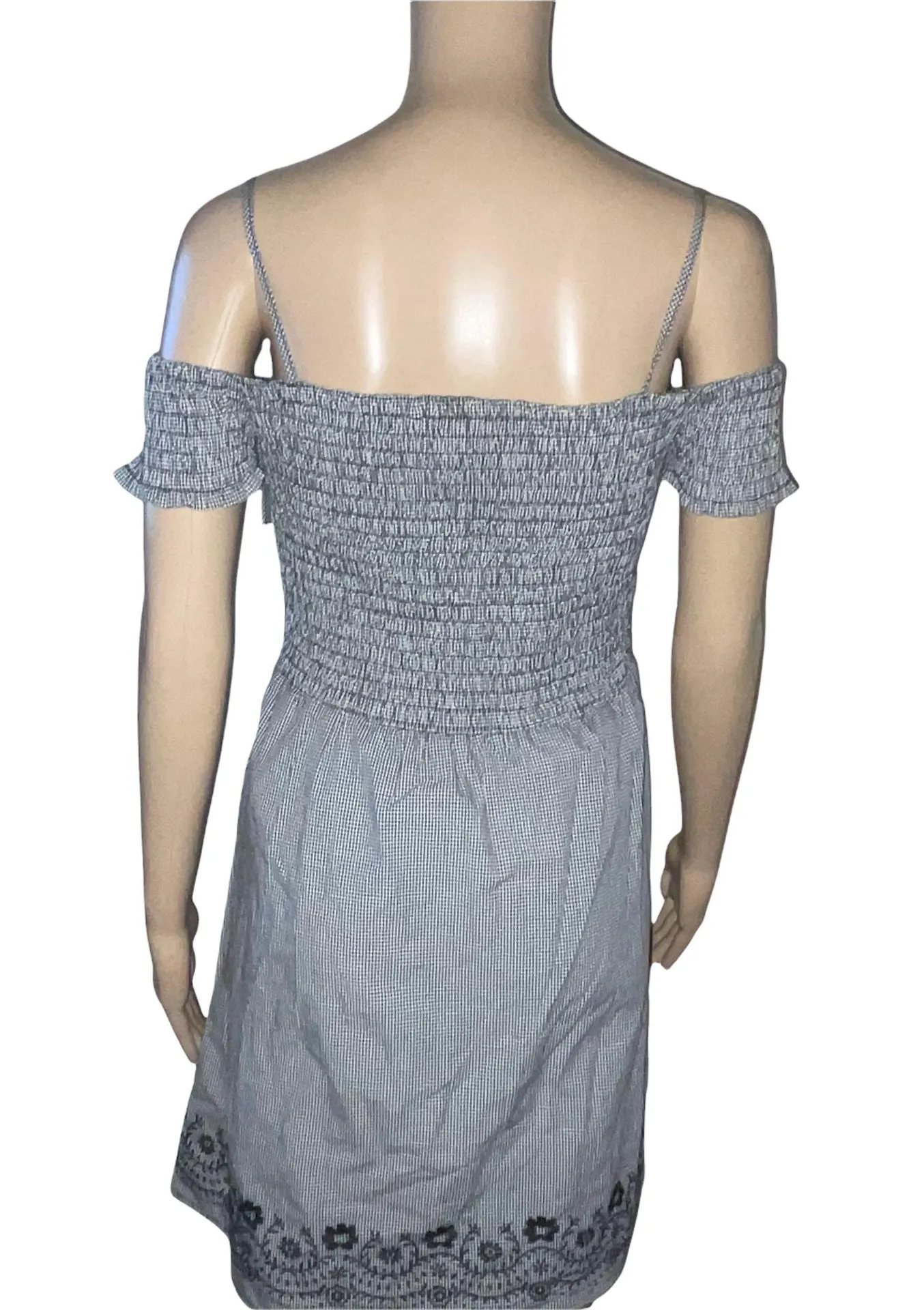 Gingham Check Smocked Short Sleeve Dress - Image 3