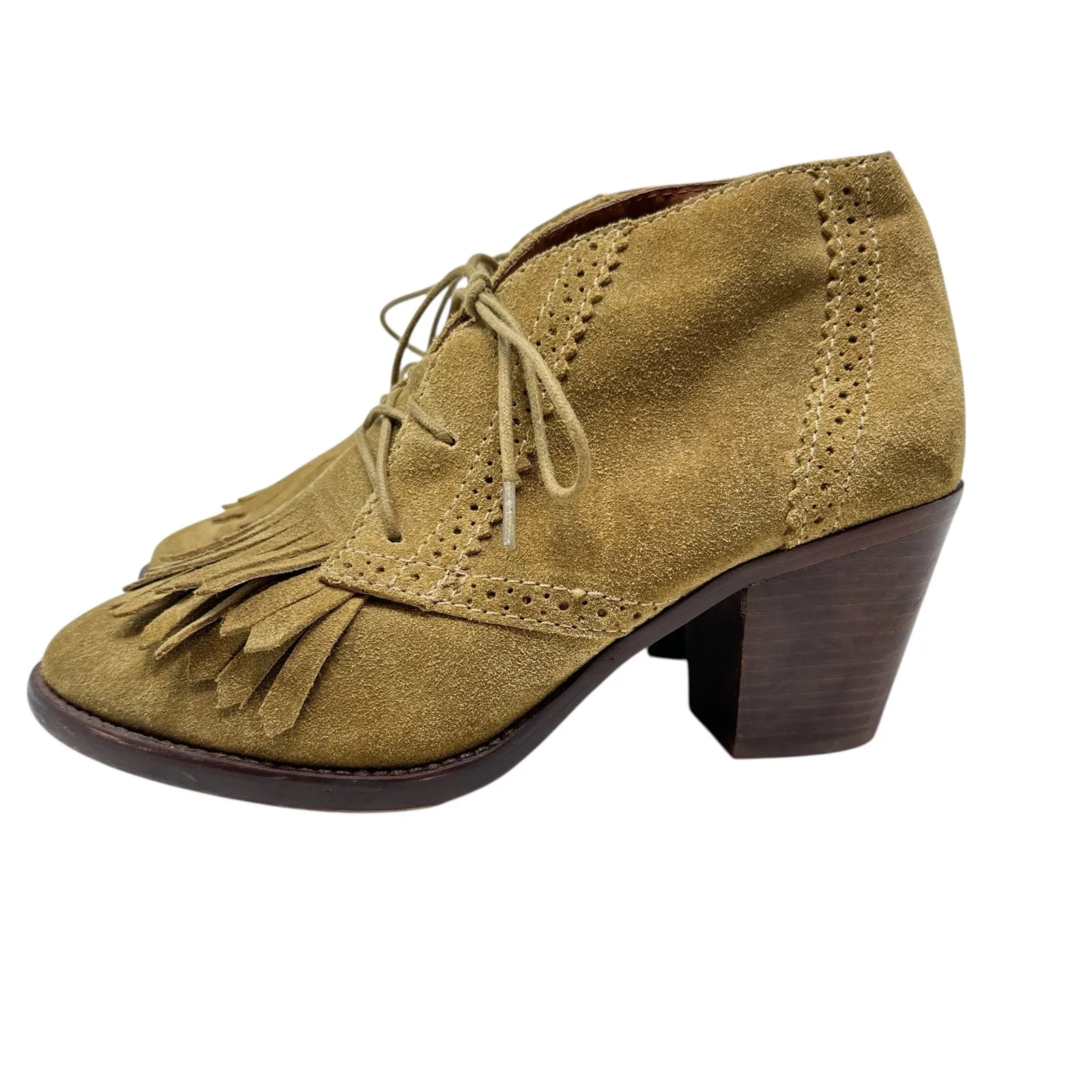 Madewell 1937 The Aberdeen Ankle Booties Suede Fringe Tan Beige‎ Size US 7 - Image 11