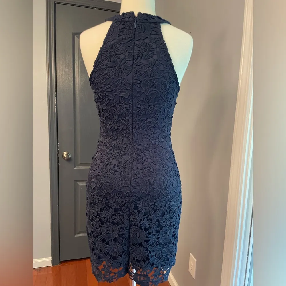Lulu’s Love Poem Elegant Navy Lace Halter Wedding Guest Cocktail Dress Blue Size XS - Image 7