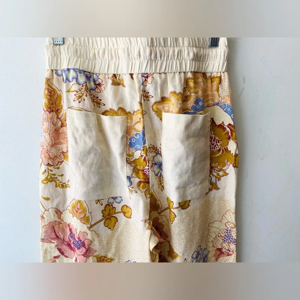 NWT House of Harlow 1960 2 pc linen halter top and floral pants size/XS - Image 12