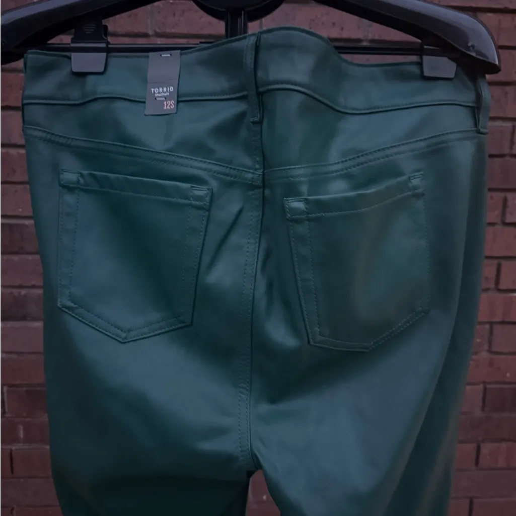 Torrid Green Faux Leather Pants High Rise Skinny Plus Size 12 Short Botanical - Image 7