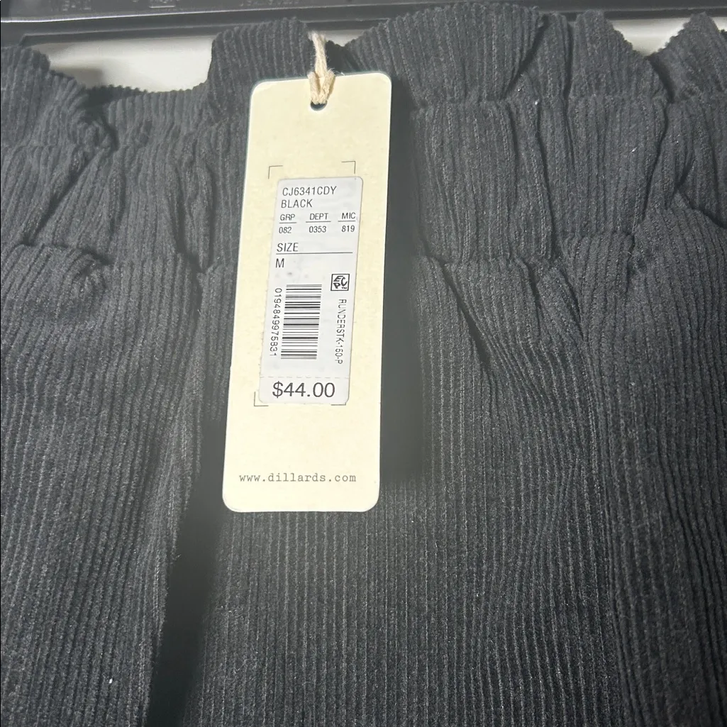 Copper Key Black Corduroy Skirt Women's Size Medium Mini Skirt Paperbag Waist - Image 3