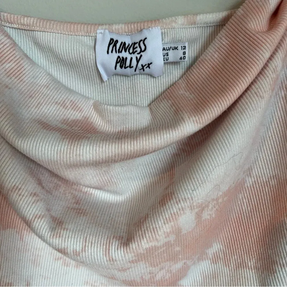 Princess Polly Women's Ribbed Crop Top  Pink White Camo Cowl Neck Summer  Size 8 - Image 3