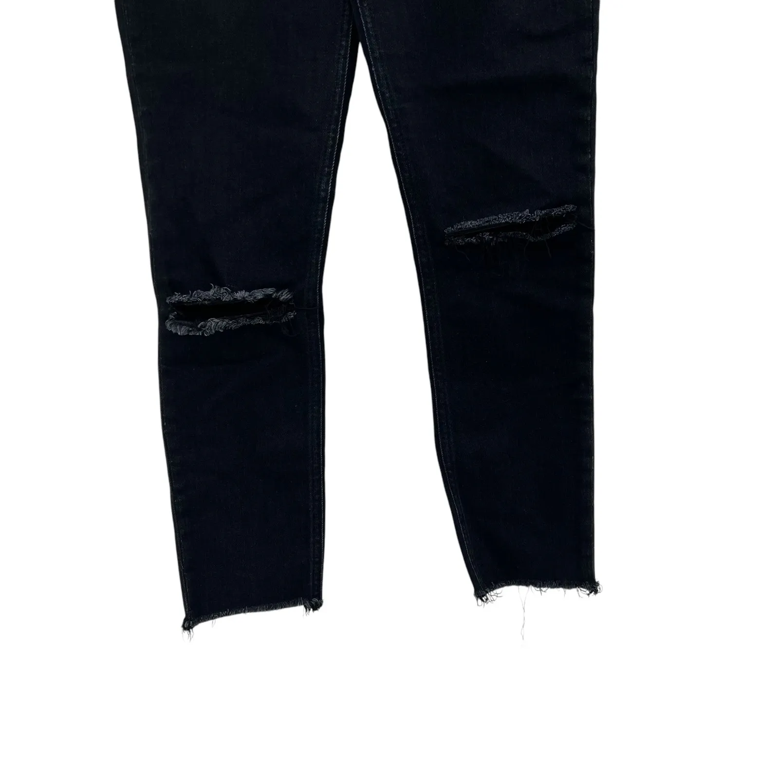Reformation High Waist Skinny Jeans Destroyed‎ Faded Black Denim Size 24 - Image 8