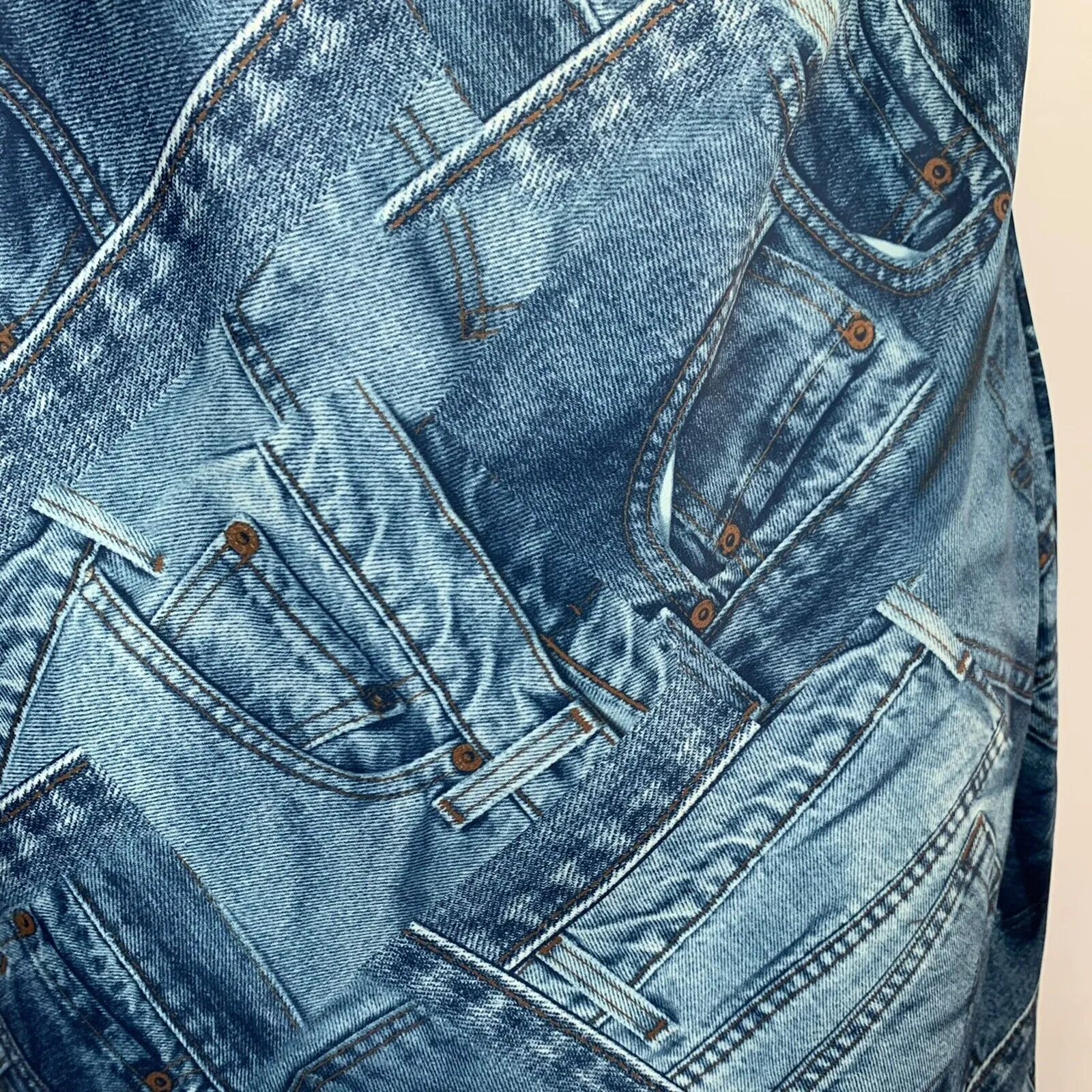 Urban Outfitters Sz S Dress UO Mallory Cowl Neck Slip Denim Jeans Print Women’s - Image 4