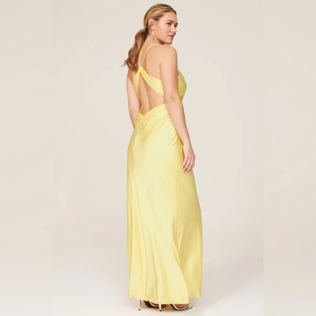 MAC DUGGAL yellow twist front gown maxi dress bridesmaid formal 14 - Image 4