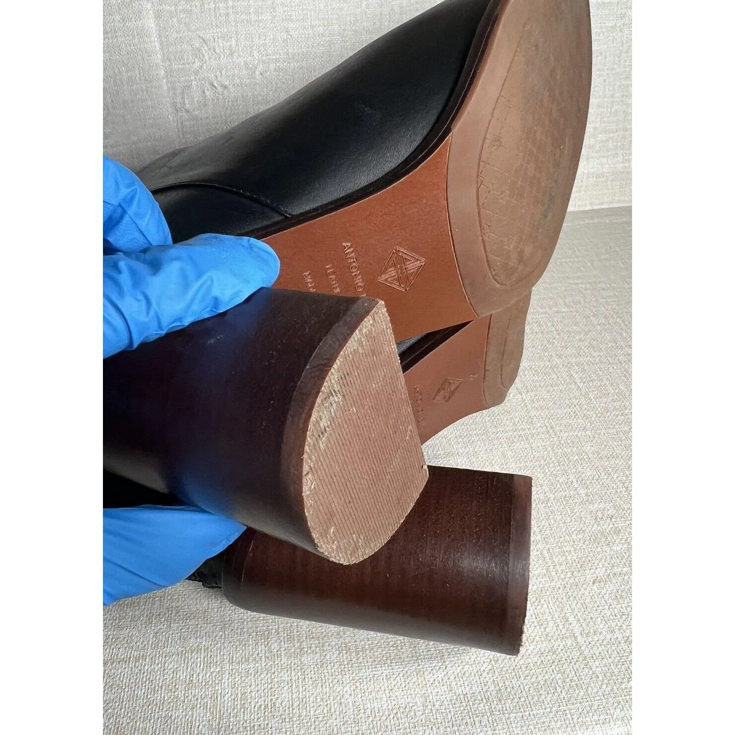 ANTONIO MELANI Cammden Black Womens Sz 6.5M Leather Brown Heel Booties Cocktails - Image 3