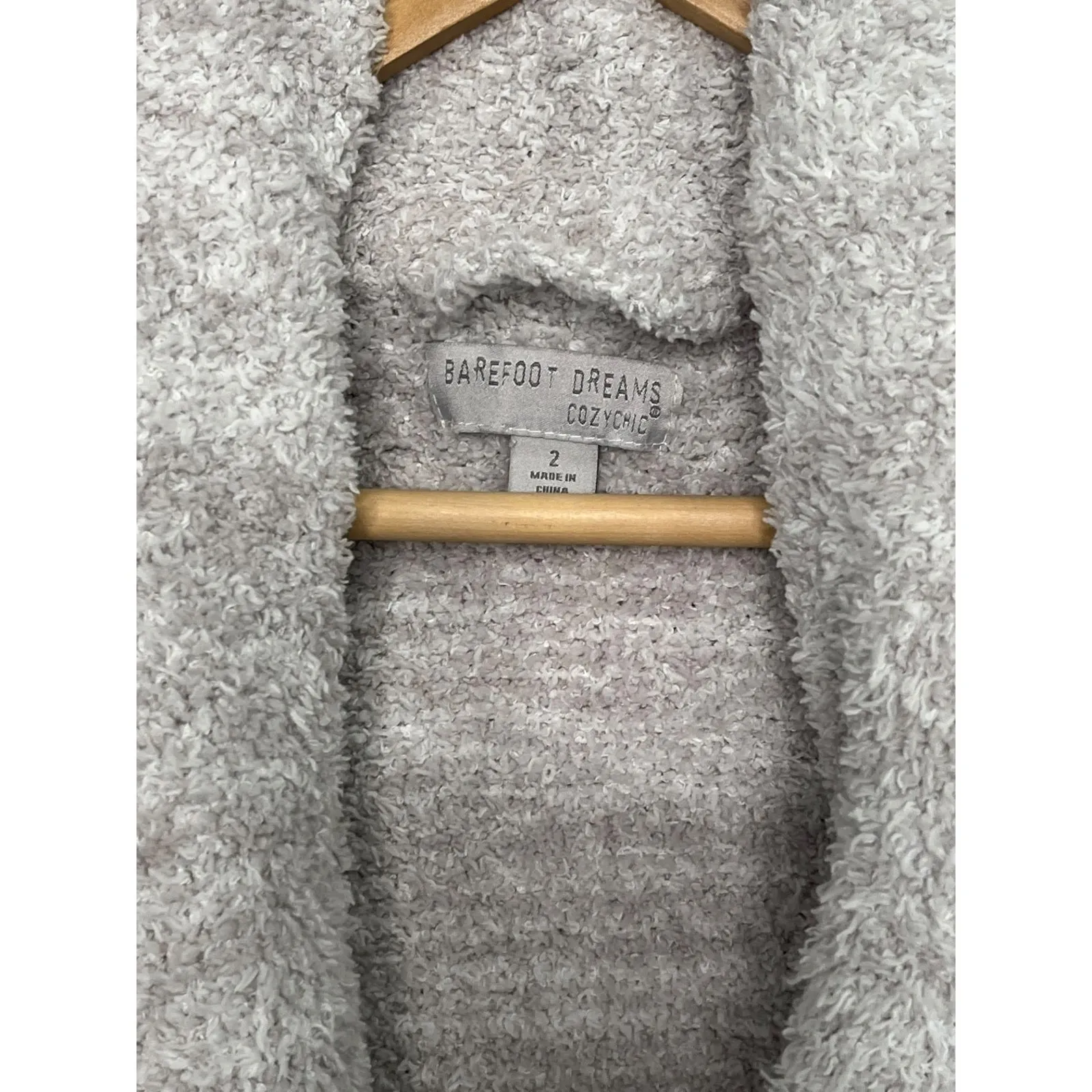 Barefoot Dreams Cozy Chic Robe Womens 2 Tan Solid Long Sleeve Belted Lounge - Image 3