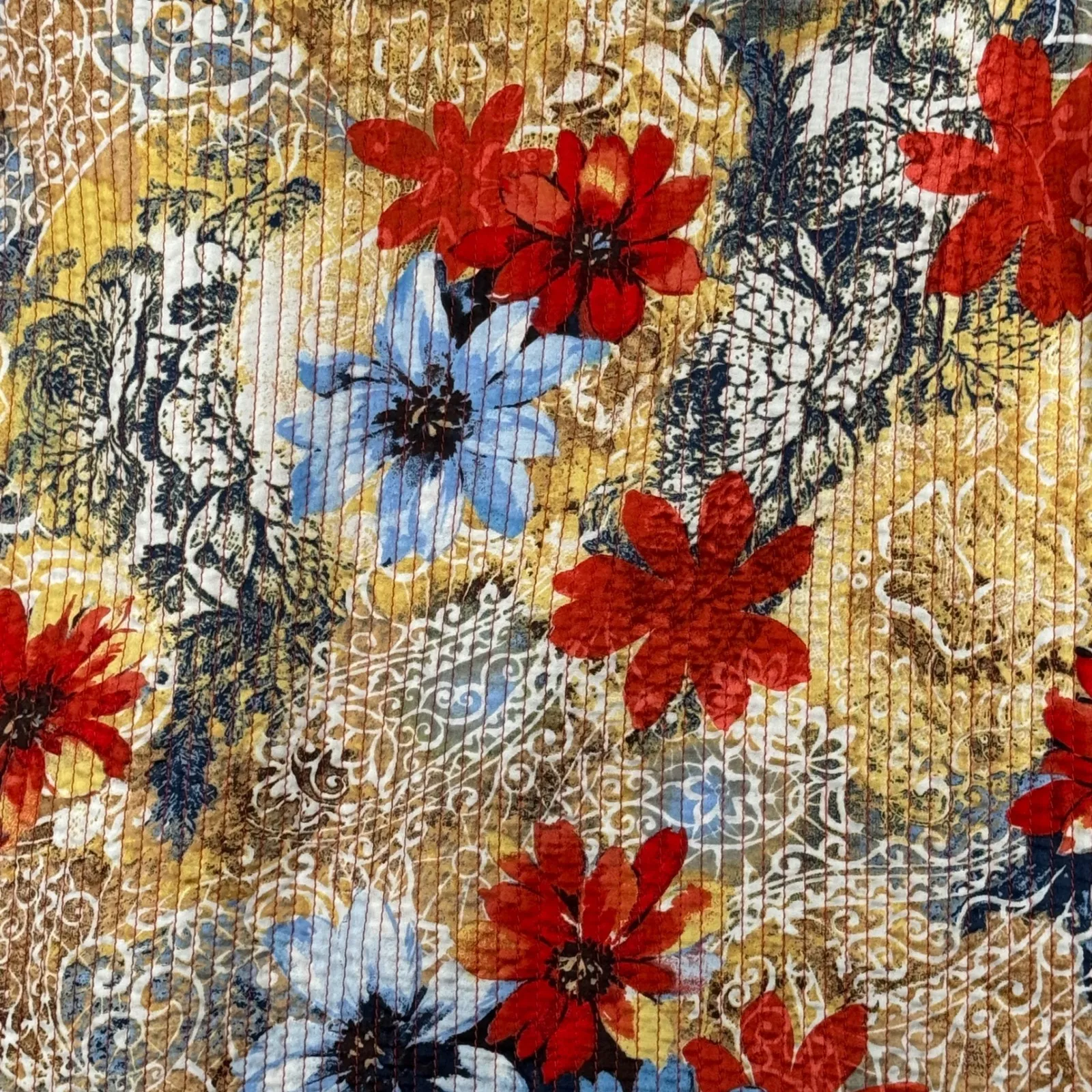 Alfred Dunner Petite Jacket 16P Red Floral Multicolor Quilted Zip Up Lightweight - Image 5