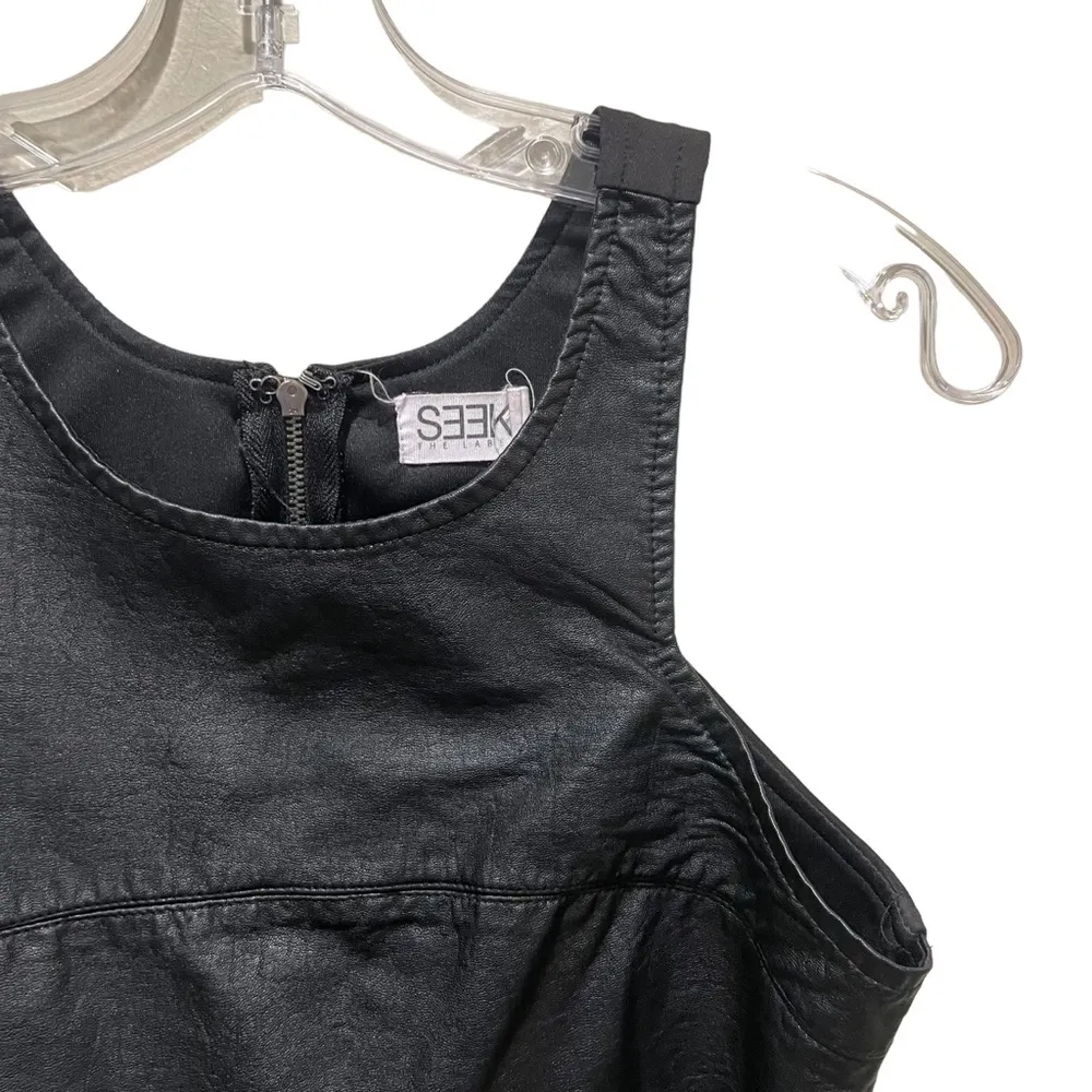 LF Seek The Label Faux Leather Cropped Tank Top Black Size Medium - Image 2