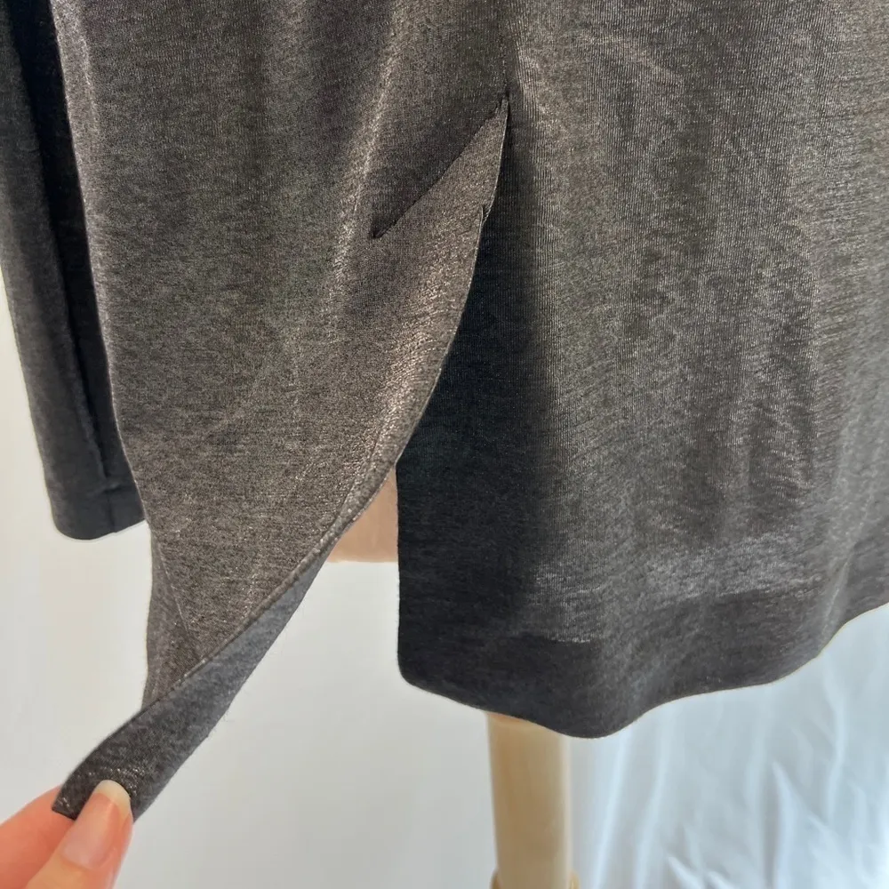 TopShop Metallic Gunmetal Gray Lightweight‎ Split Sleeve Blazer Jacket - Image 4