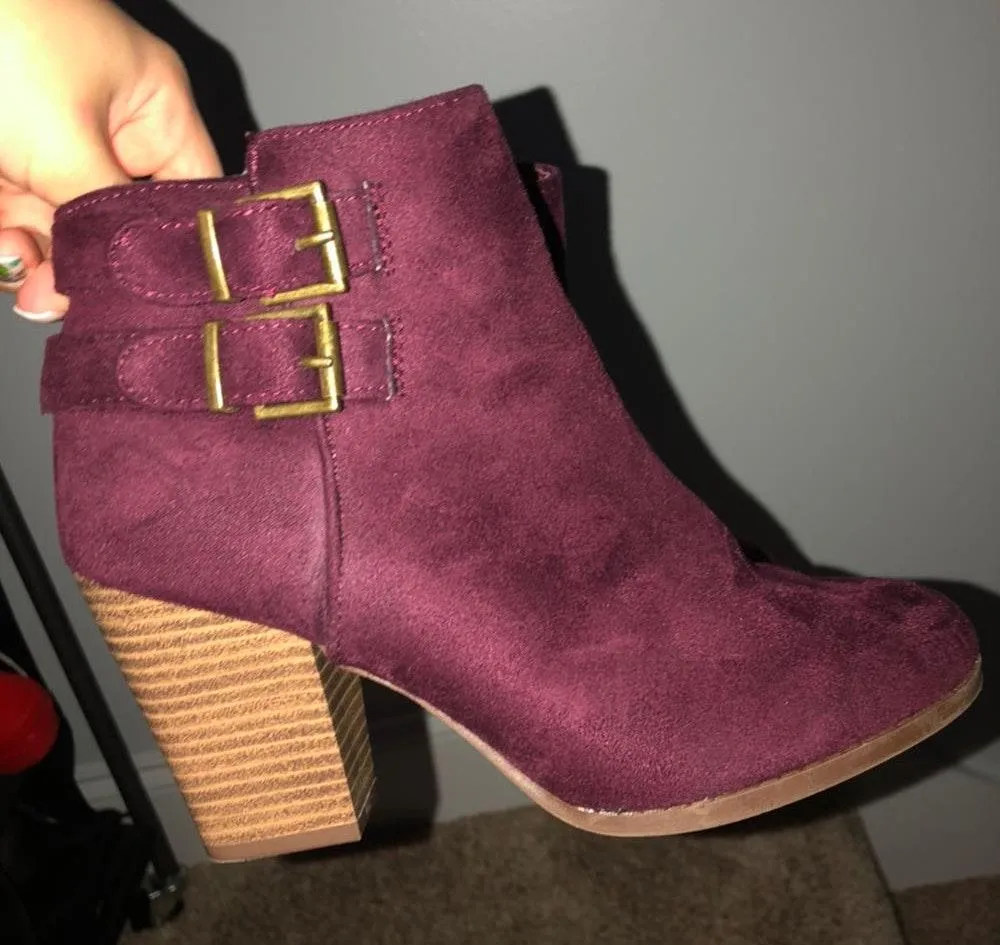 Charlotte Russe Plum Suede Booties - Image 3