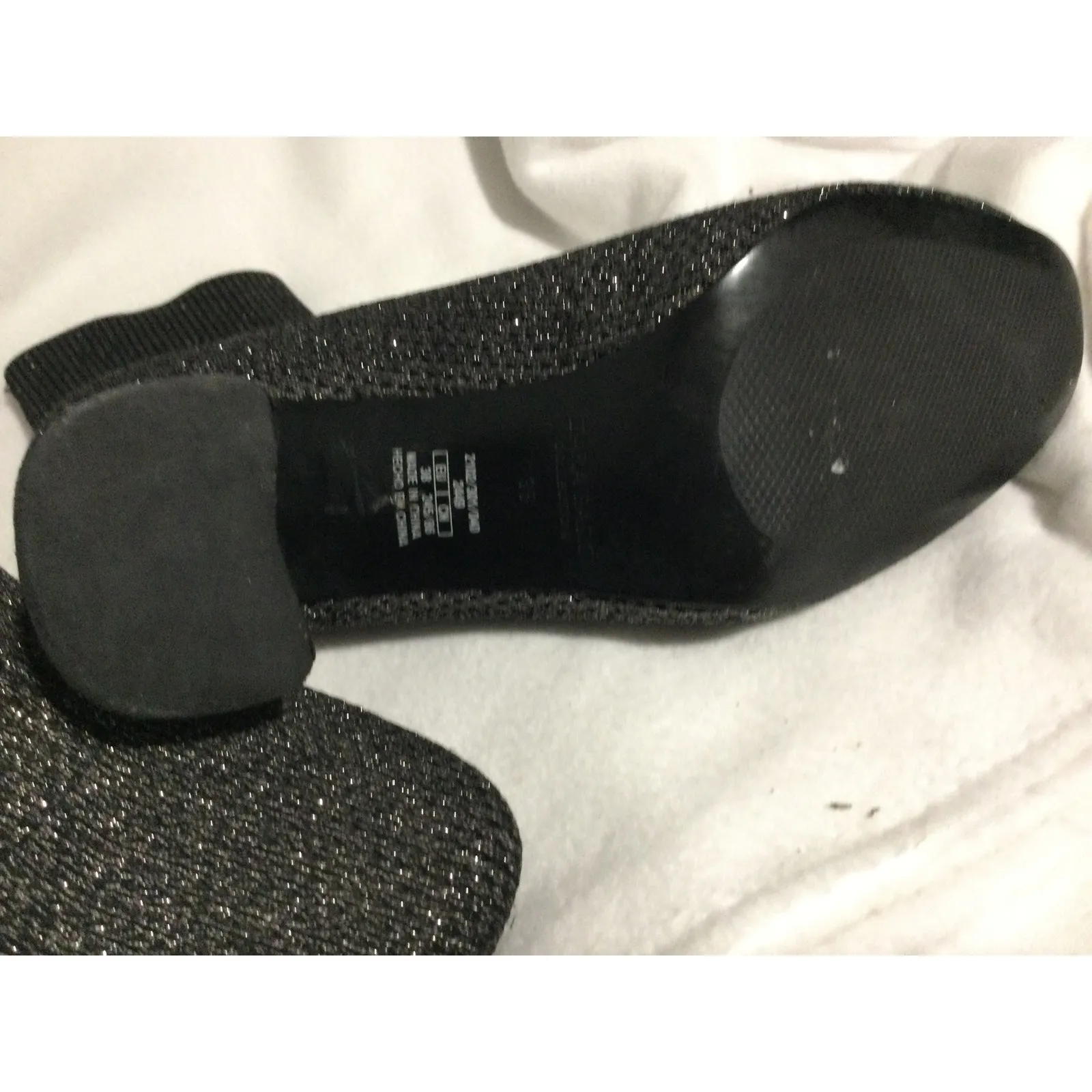 Zara Basic Collection Sparkly Knit Sock Booties Ankle Boots Black Size‎ 38 Size 8 - Image 6