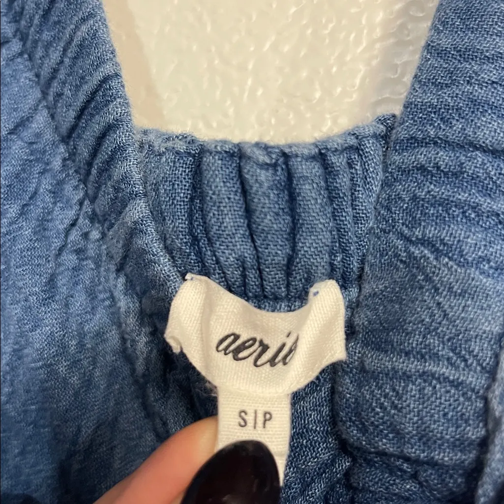 AERIE WOMENS POOL TO PARTY FLUTTER SLEEVE MINI DRESS BLUE SMALL - Image 5