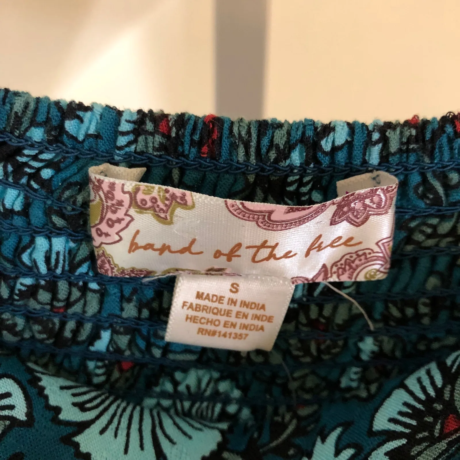 Band of the Free NWT Elise Floral Wide Leg Pull On Pants Deep Teal Aqua S Blue - Image 4