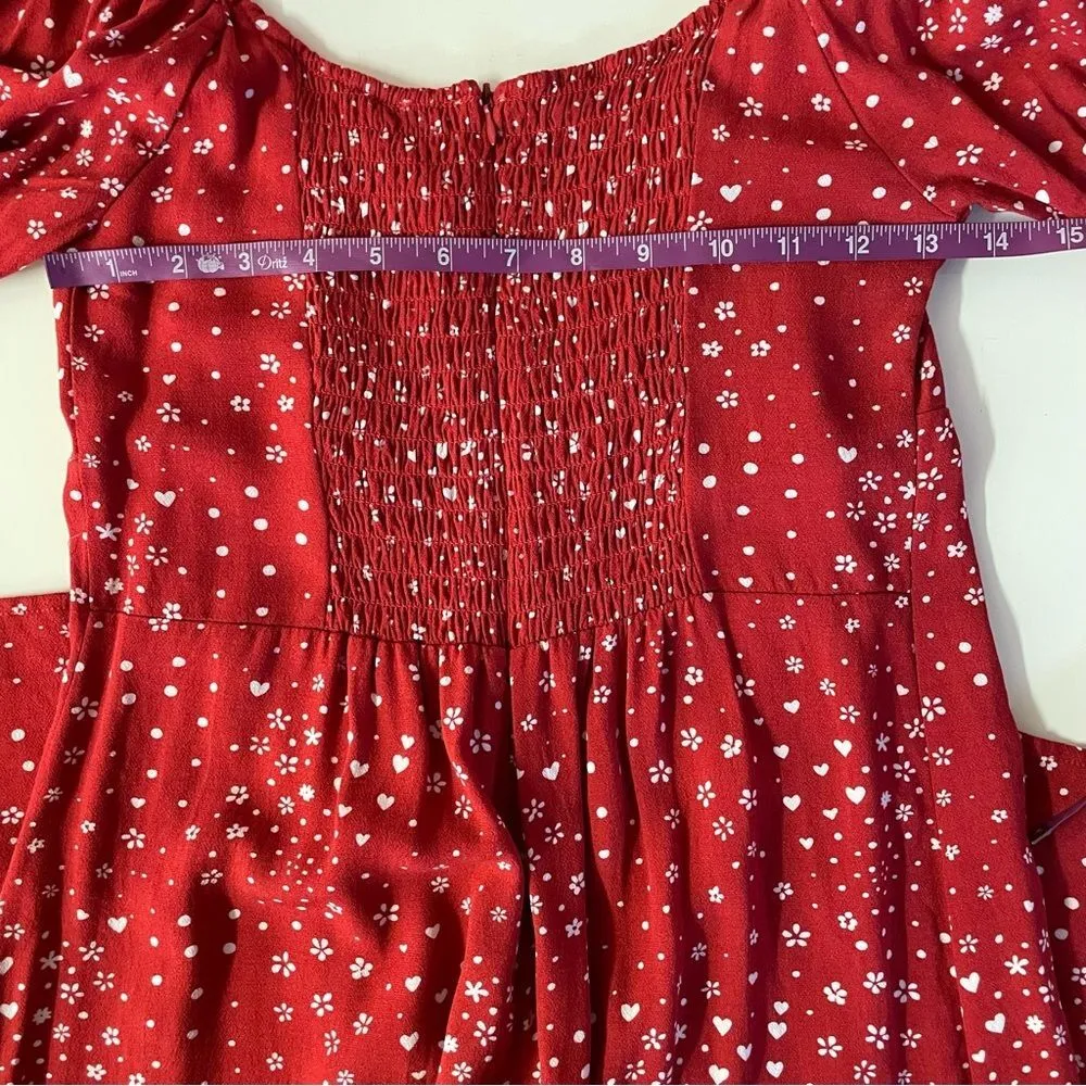PacSun Lottie Moss Red & White Floral Heart Dotted Mini Dress Size M NWT - Image 7