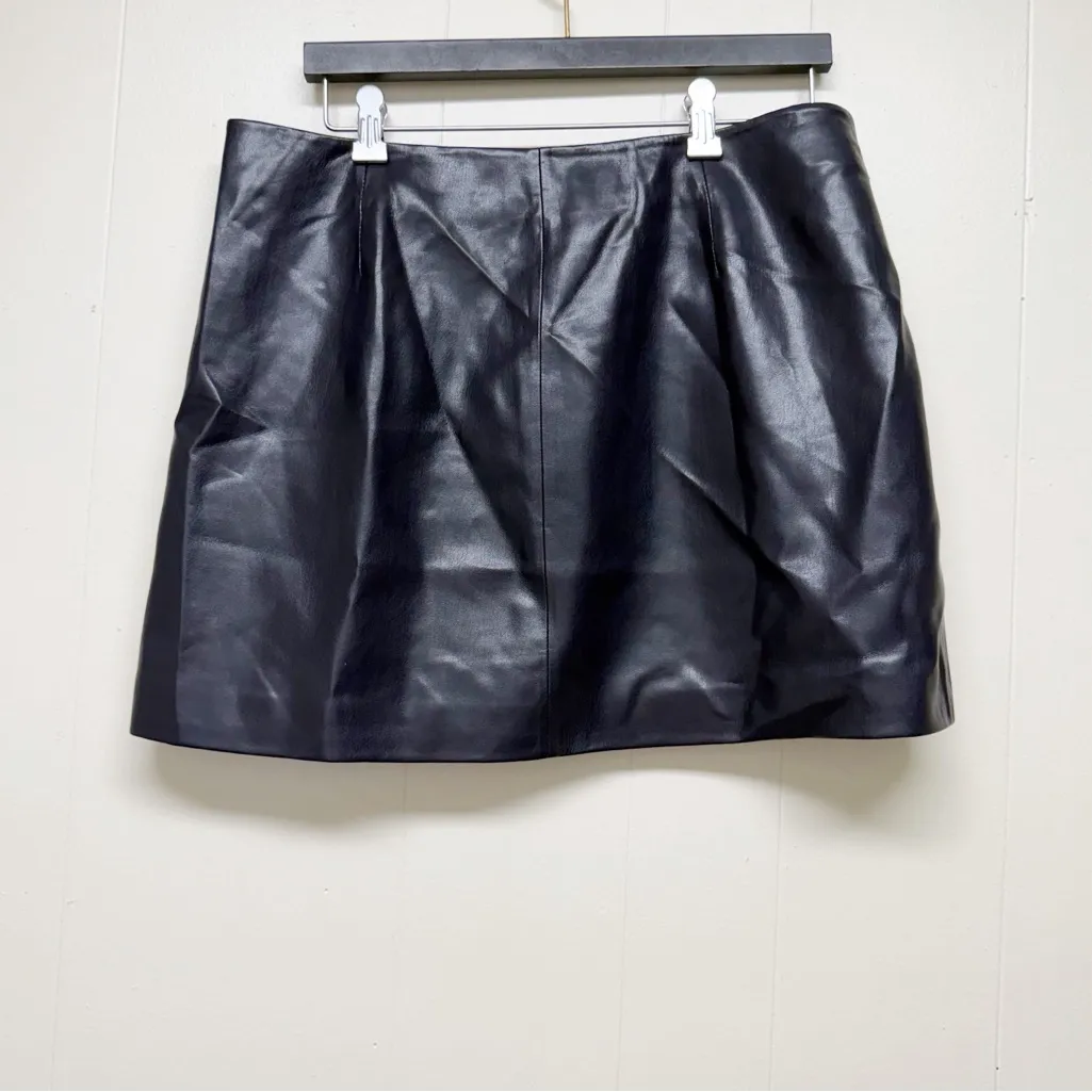 NWT J.CREW Mini Wrap Skirt In Faux Parent Leather Dark Navy Blue 12 - Image 7