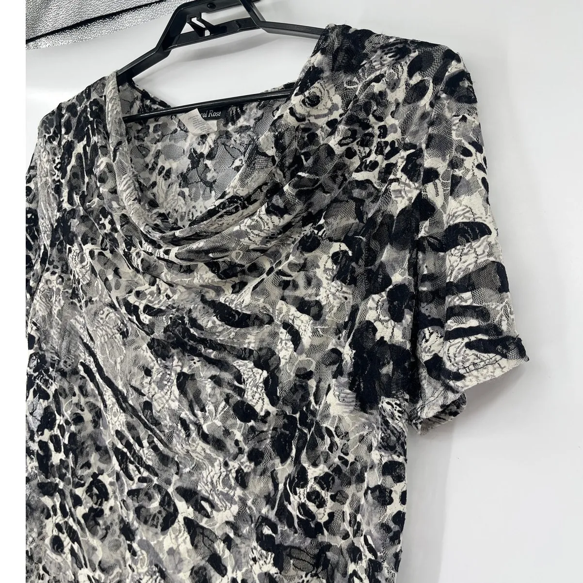 Vintage Y2K Carol Rose Mesh Lace Womens Top Sz XL Goth Grunge USA Mesh Rave Club Black - Image 4