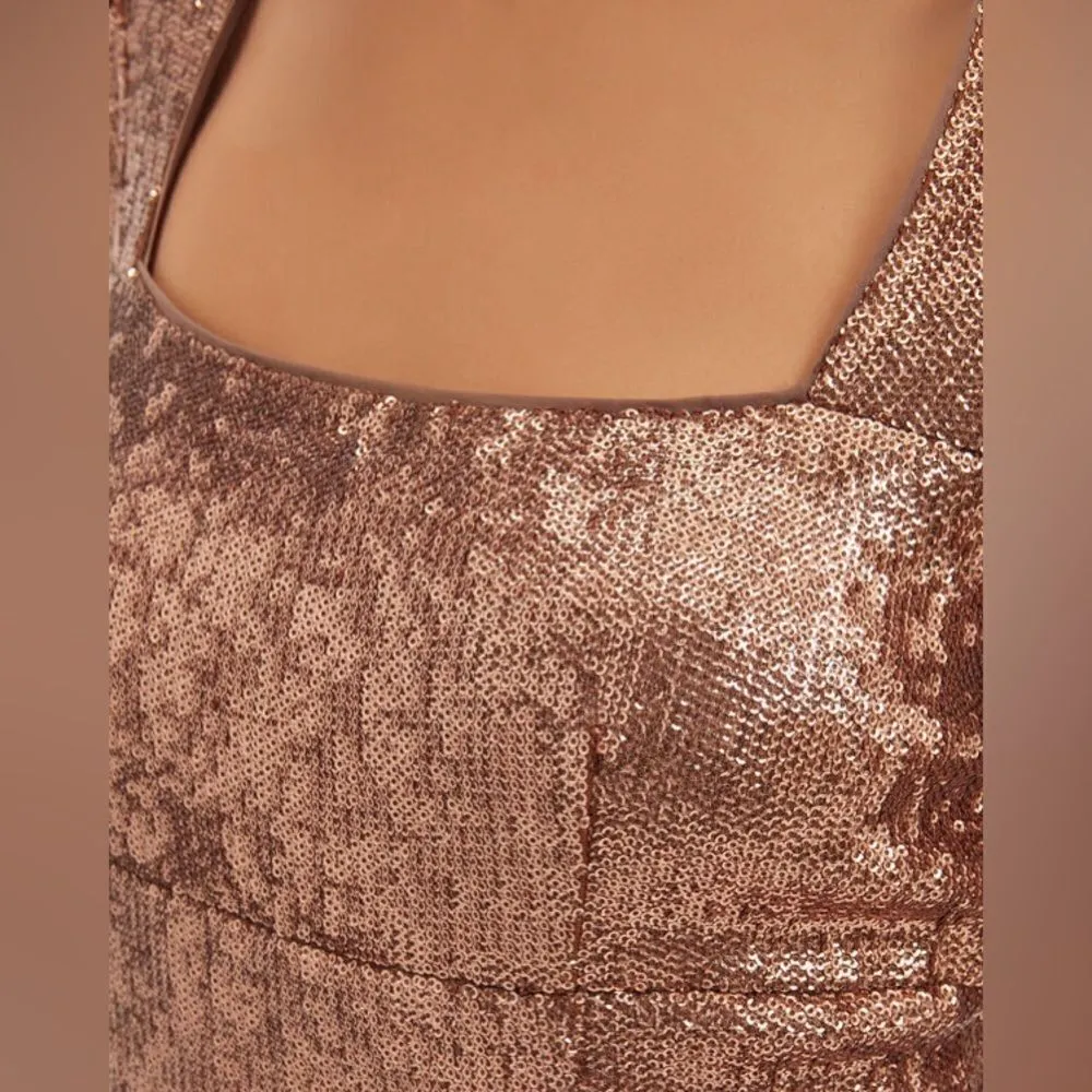 INTERMIX Hilary Rose Gold Long Sleeve Sequin Cocktail Mini Dress 0 - Image 4