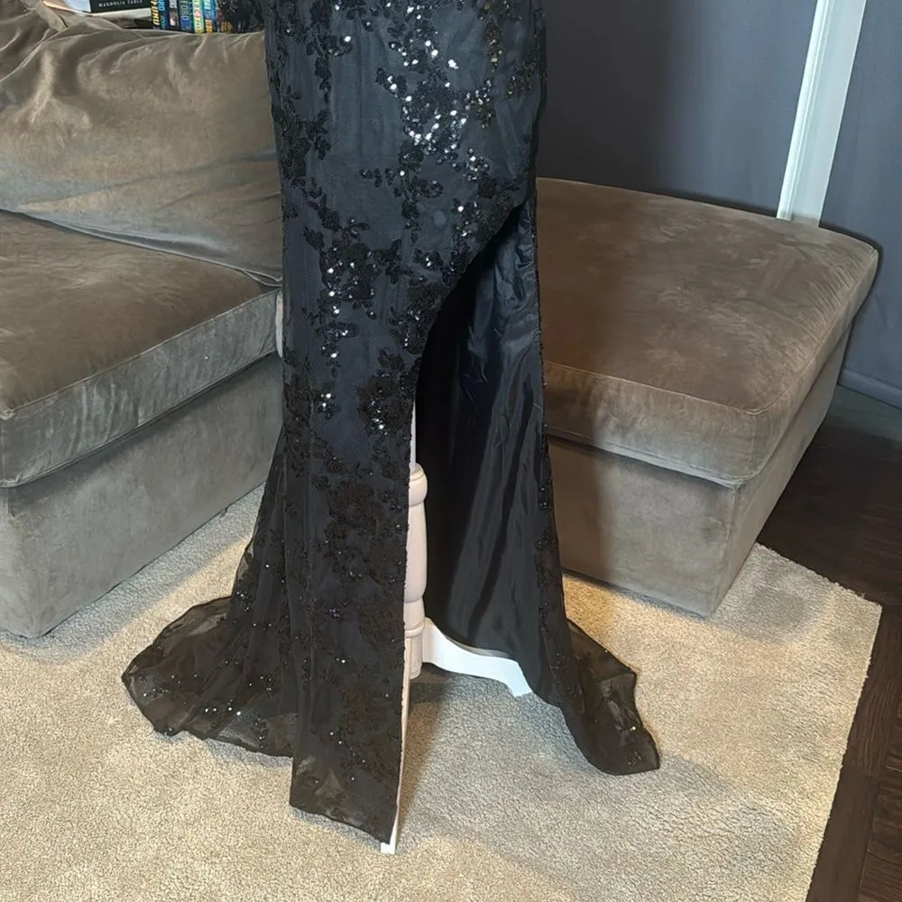 Womens Black MermaidFit Sequins Party Prom Formal Dress LaceUp Back Size 4 *READ - Image 3