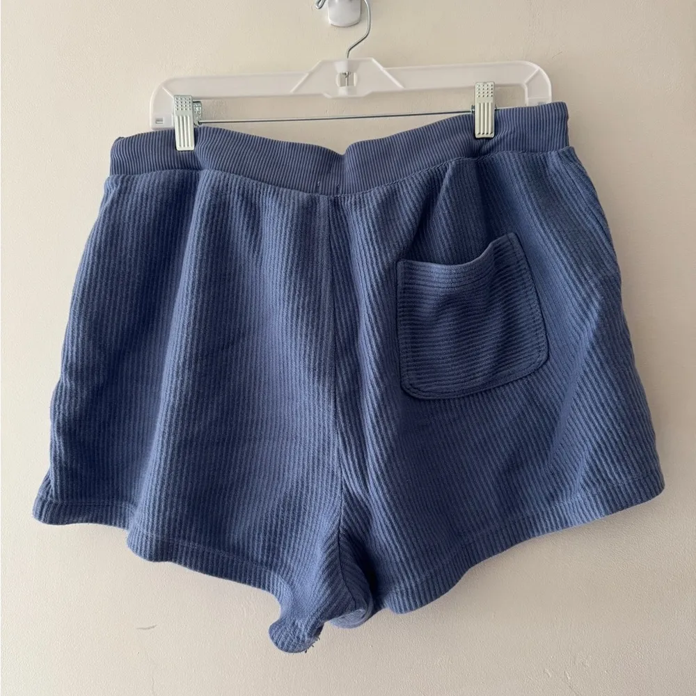 Aerie Blue Ribbed Stretchy Pull On Lounge Shorts - Image 3