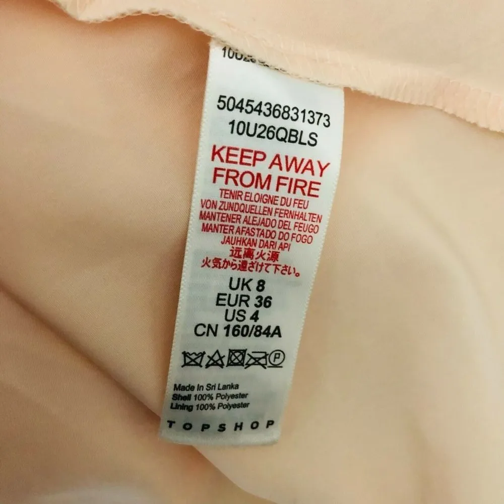 Topshop Dress Deep V Flutter Sleeve Tie Back Low Back Cold Shoulder Peach Size 4 - Image 5