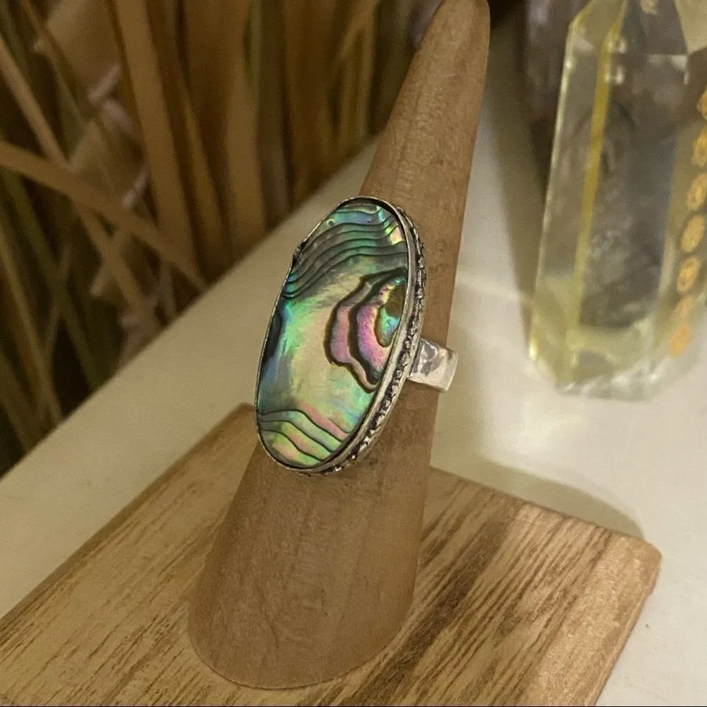 Abalone Sterling Silver Rings Size 61/4 Gold - Image 3