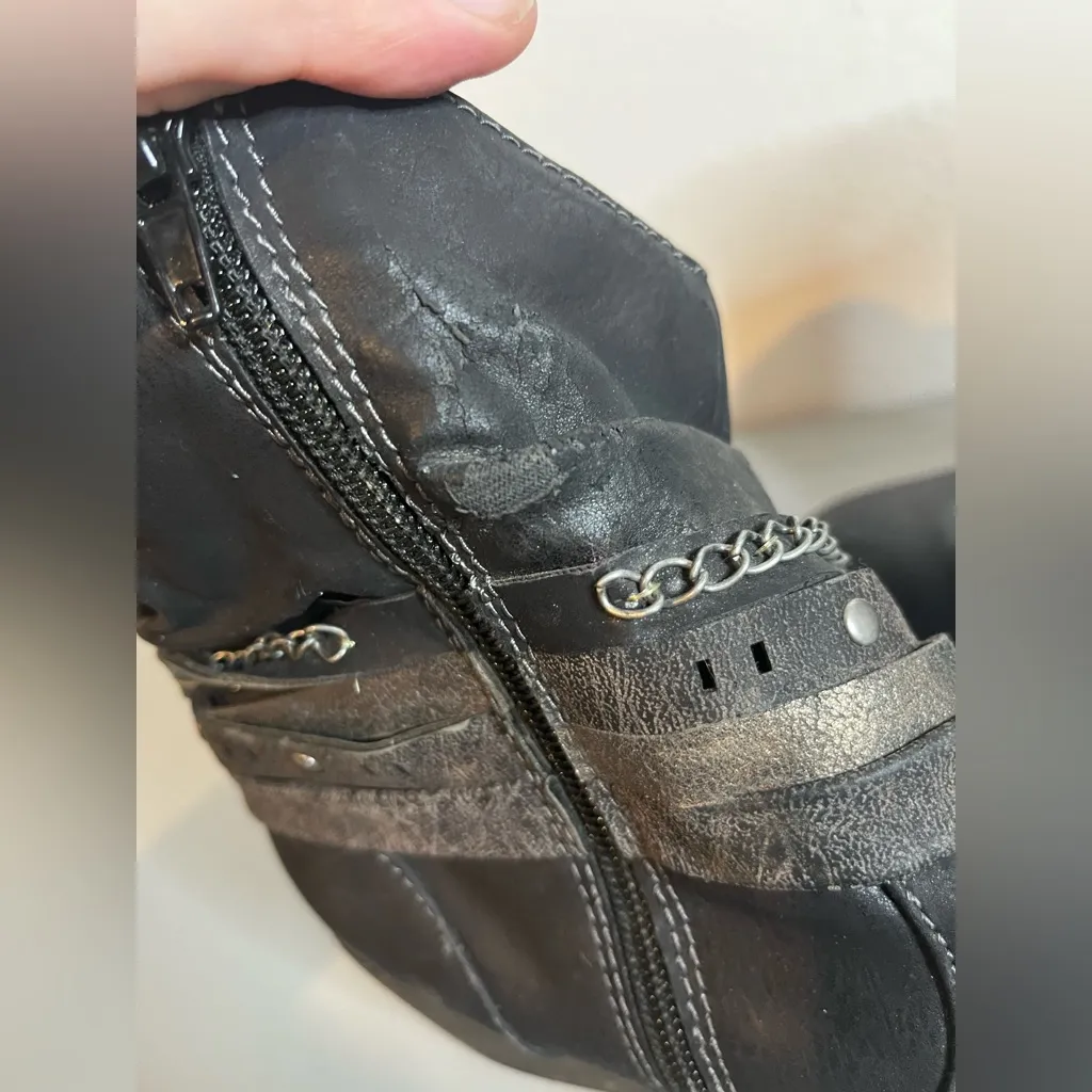 Jellypop Nashville Kinney Grunge Gunmetal Chain Grunge Rock Ankle Booties Sz 8.5 - Image 14